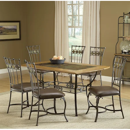 7-Piece Rectangle Dining Set w/ Slate Chairs